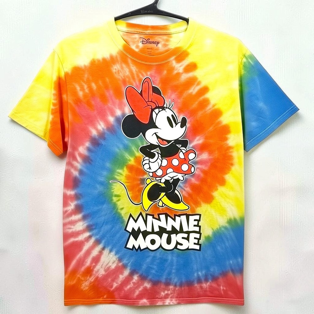 Disney Minnie Mouse Shirt Youth Kids Small 4-6 Swirl Tie Dye Rainbow Graphic Tee